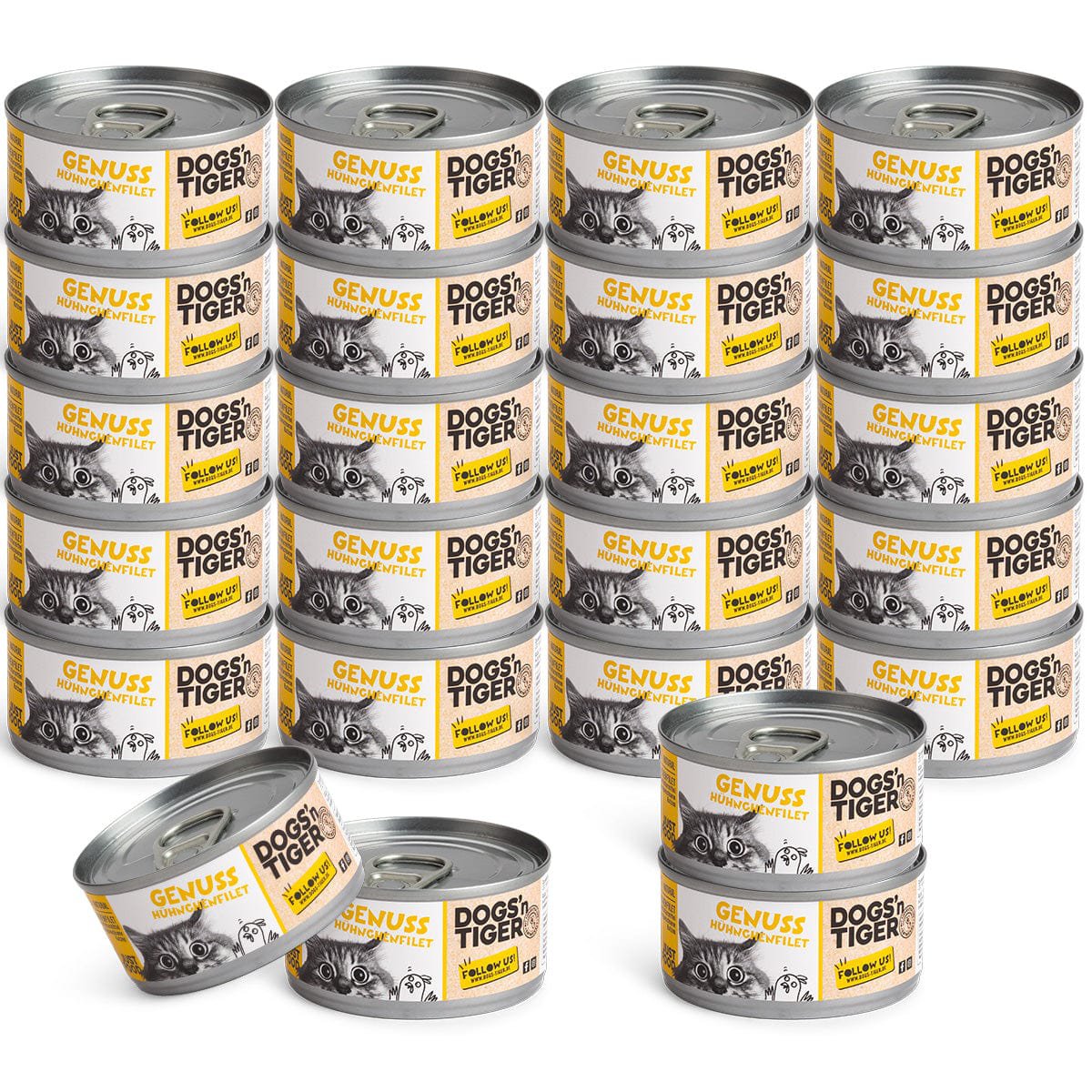 Dogs’n Tiger Adult Premium Katzenfutter, Nassfutter, Getreidefrei, Genuss, Huhn