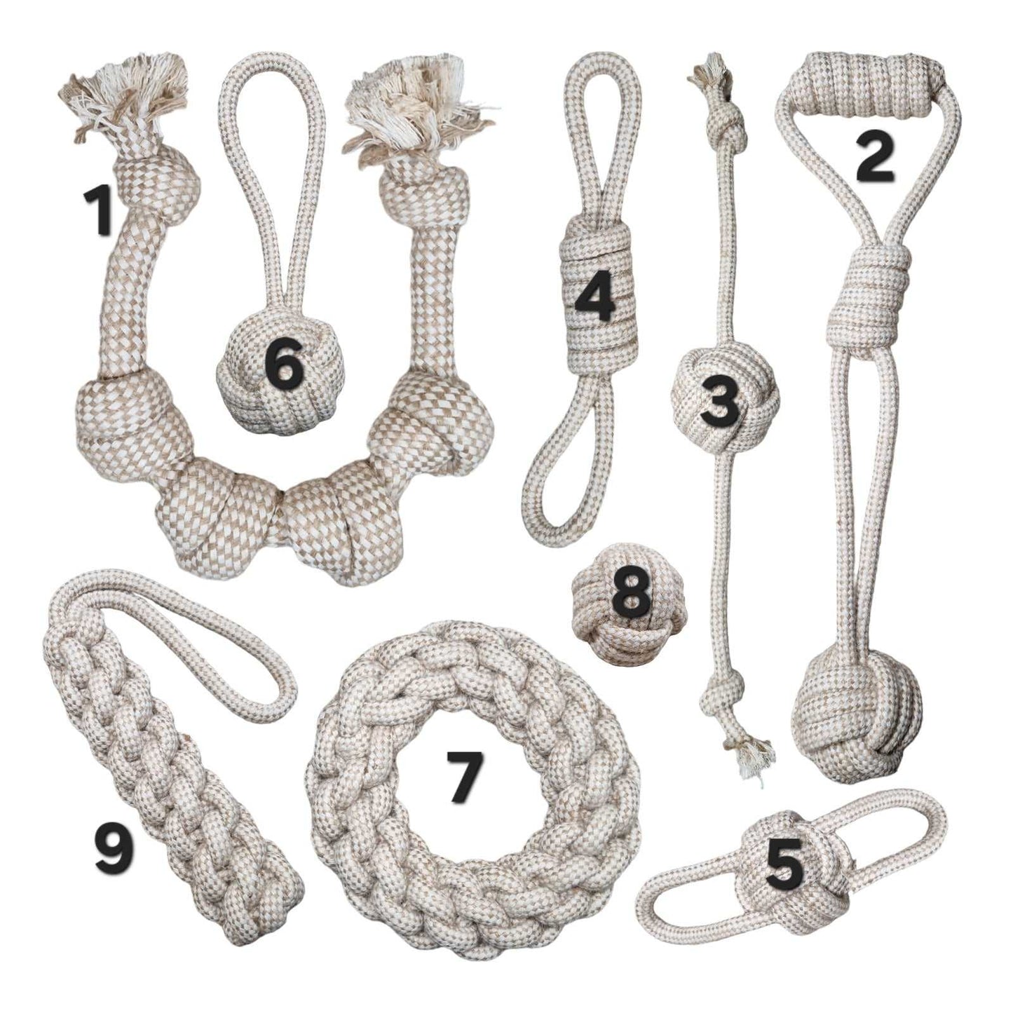 Tauseil Hundekauspielzeug aus Hanffasern und ungebleichter Baumwolle