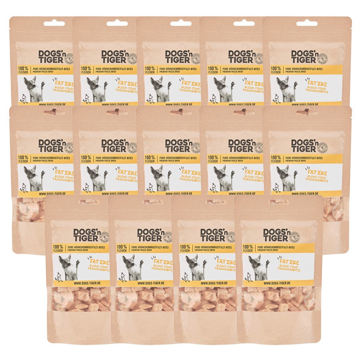 Dogs’n Tiger Adult, Hunde Snacks, Fatzke, Leckerlies, 99% gefriergetrocknetes Hühnchenbrustfilet