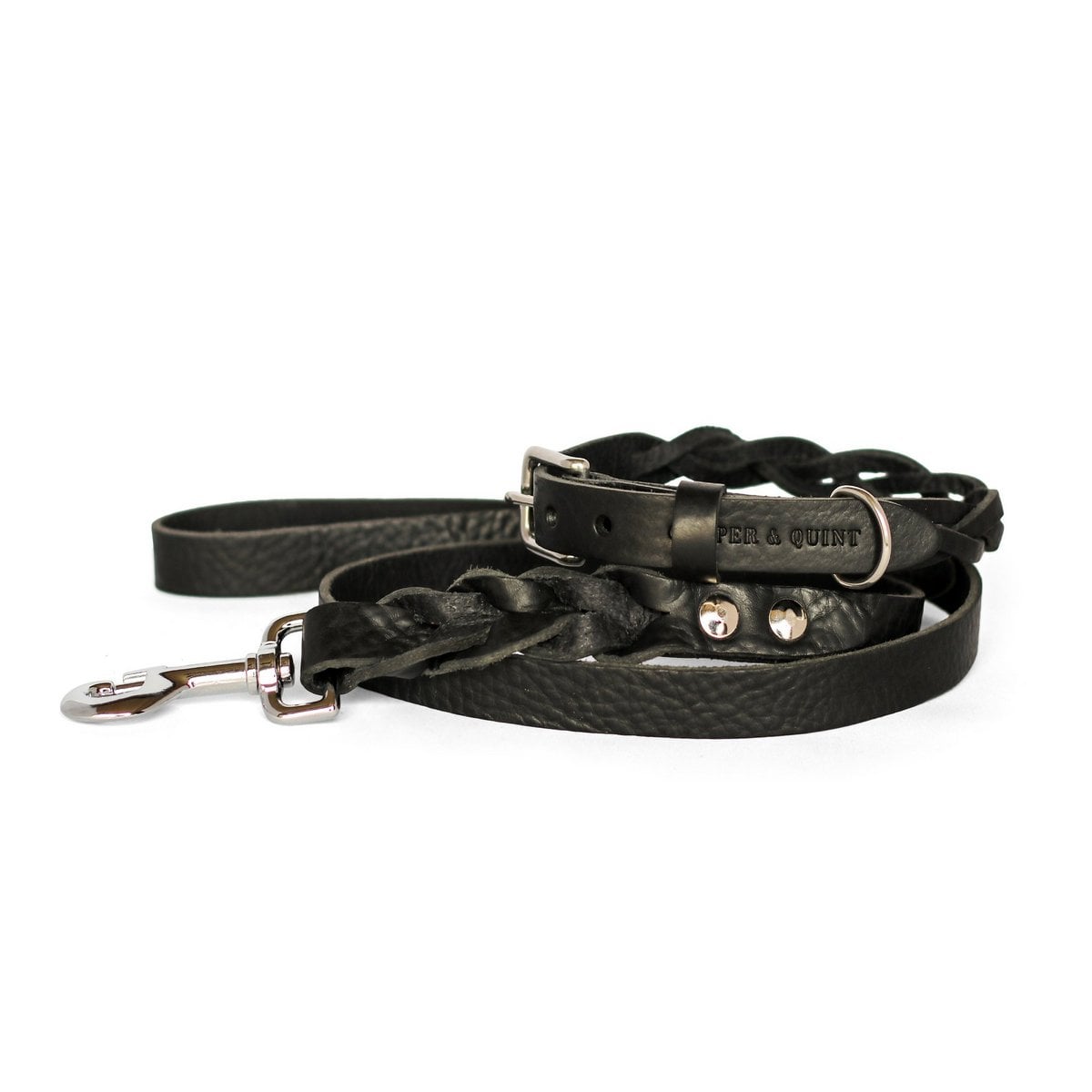 Gedrehte Hundeleine | Schwarz | Leder