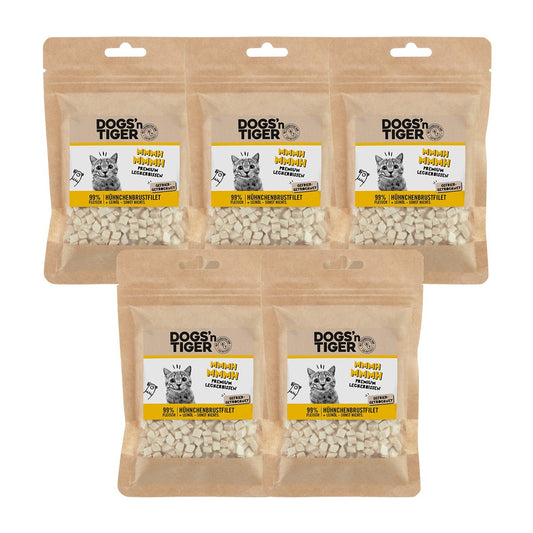 Dogs’n Tiger Adult Katzen Snacks Mmmh mmmh, Leckerlies, 99% gefriergetrocknetes Hühnchenbrustfilet