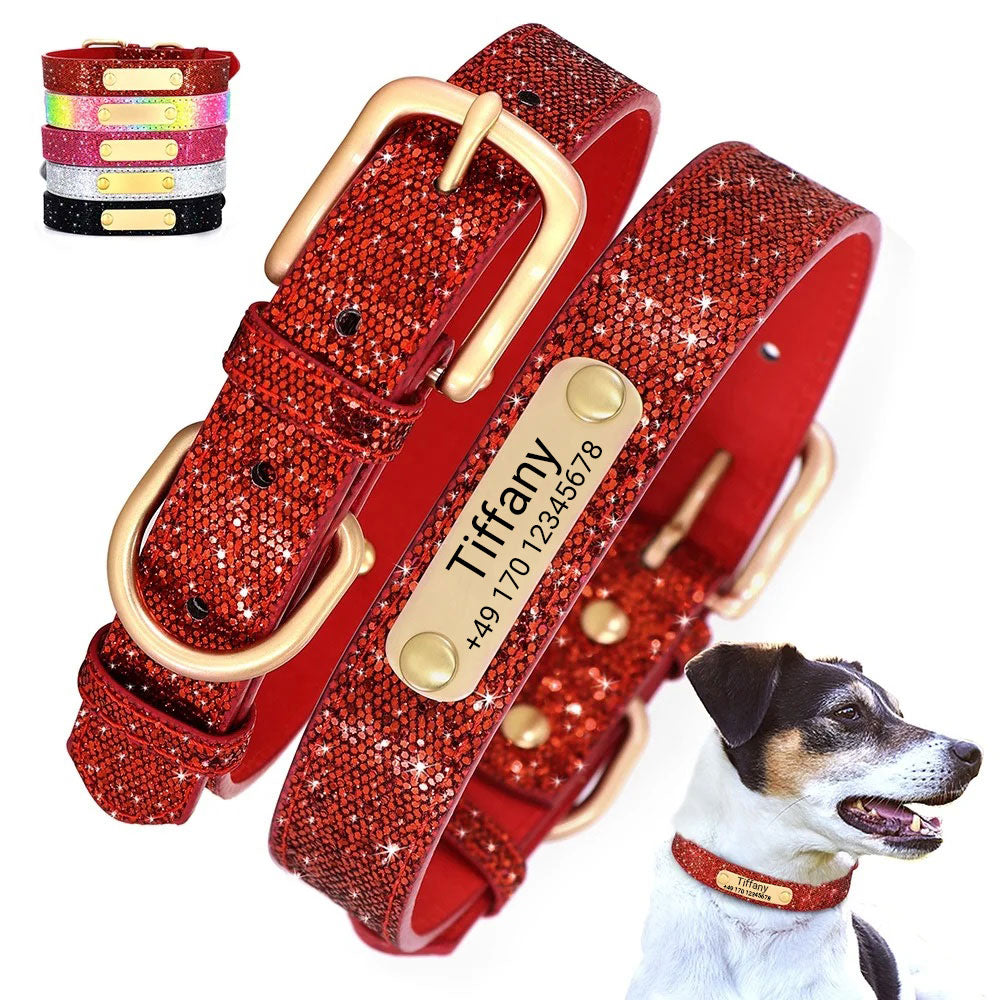 Hundehalsband "Tiffany" mit Namen und Telefon personalisiert. Lasergravur inklusive.