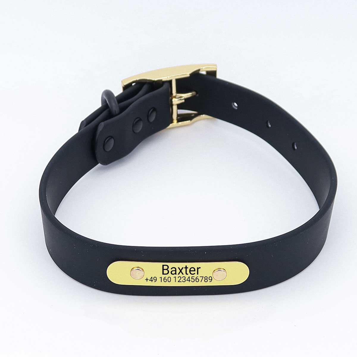 Wasserfestes Biothane Hundehalsband "Baxter" mit Gravur – Name & Telefonnummer – Outdoor – Grün oder Schwarz – S, M, L