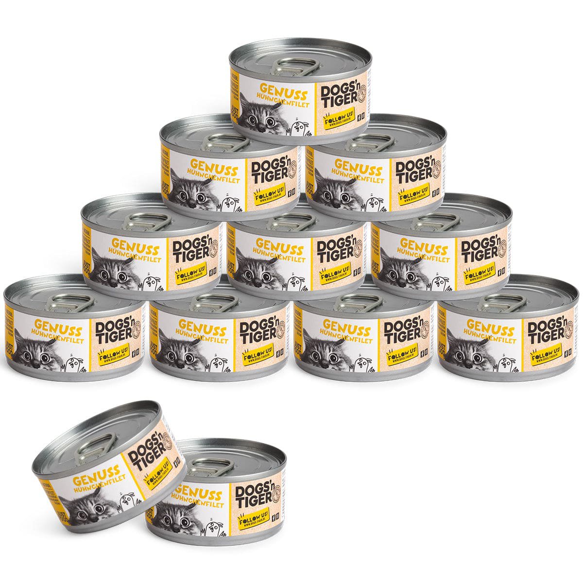 Dogs’n Tiger Adult Premium Katzenfutter, Nassfutter, Getreidefrei, Genuss, Huhn