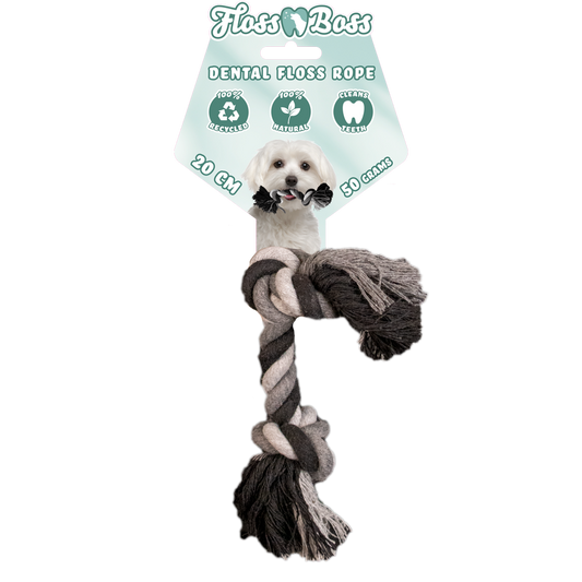 Zahnseil "Floss Boss Dental Rope Extra Heavy" 2 Knoten 85cm - Hundespielzeug
