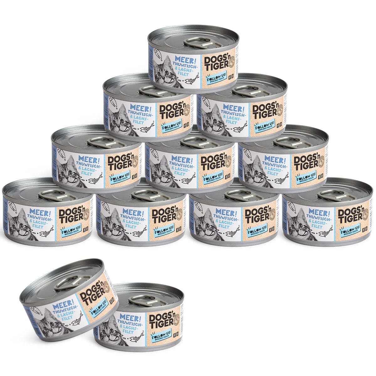 Dogs’n Tiger Adult Premium Katzenfutter, Meer, Nassfutter, Getreidefrei, Thunfisch & Lachs