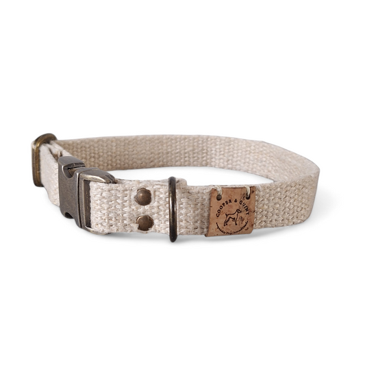 Hanfhalsband, Hundehalsband | Schale weiß