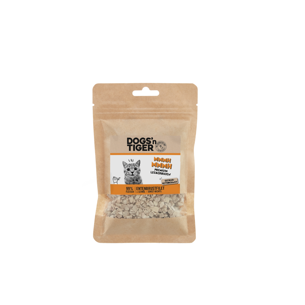 Dogs’n Tiger Adult Katzen Snacks Mmmh mmmh, Leckerlies, 99% gefriergetrocknetes Entenbrustfilet