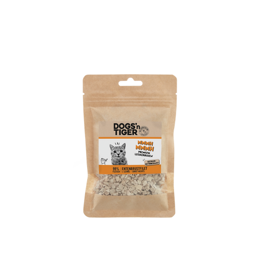 Dogs’n Tiger Adult Katzen Snacks Mmmh mmmh, Leckerlies, 99% gefriergetrocknetes Entenbrustfilet