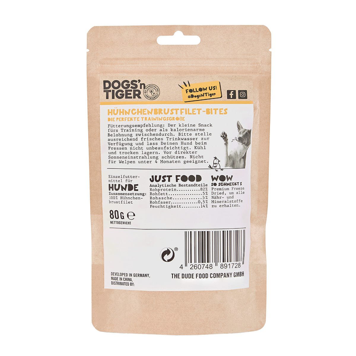 Dogs’n Tiger Adult, Hunde Snacks, Fatzke, Leckerlies, 99% gefriergetrocknetes Hühnchenbrustfilet