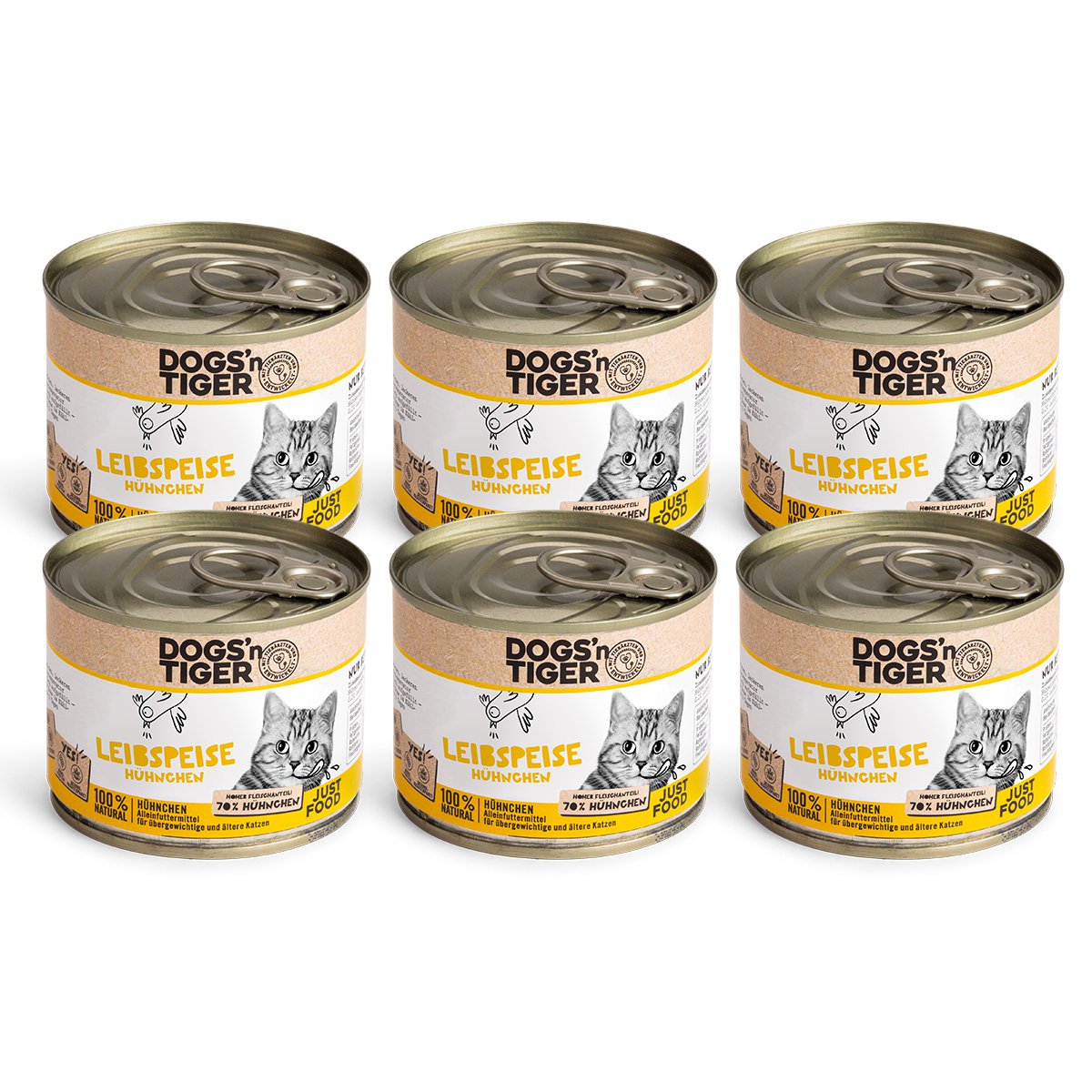 Dogs’n Tiger Adult Premium, Katzenfutter, Leibspeise, Nassfutter, Getreidefrei, Huhn