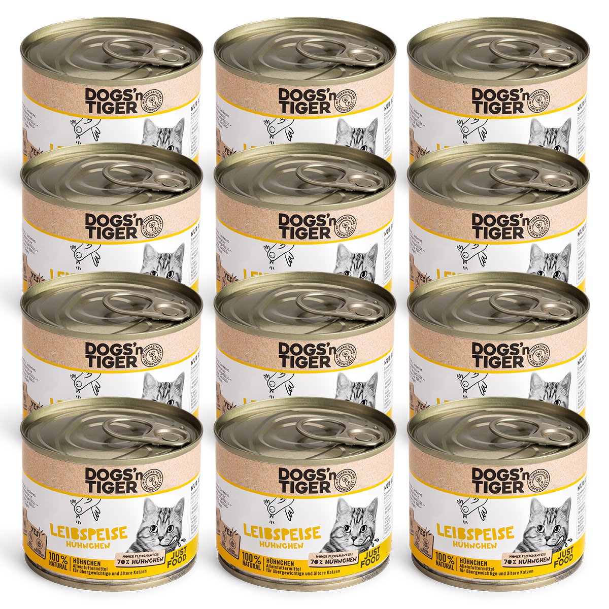 Dogs’n Tiger Adult Premium, Katzenfutter, Leibspeise, Nassfutter, Getreidefrei, Huhn