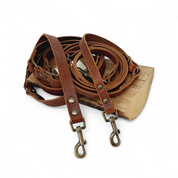 Hundeleine, einstellbar Leder -Leine | Braun