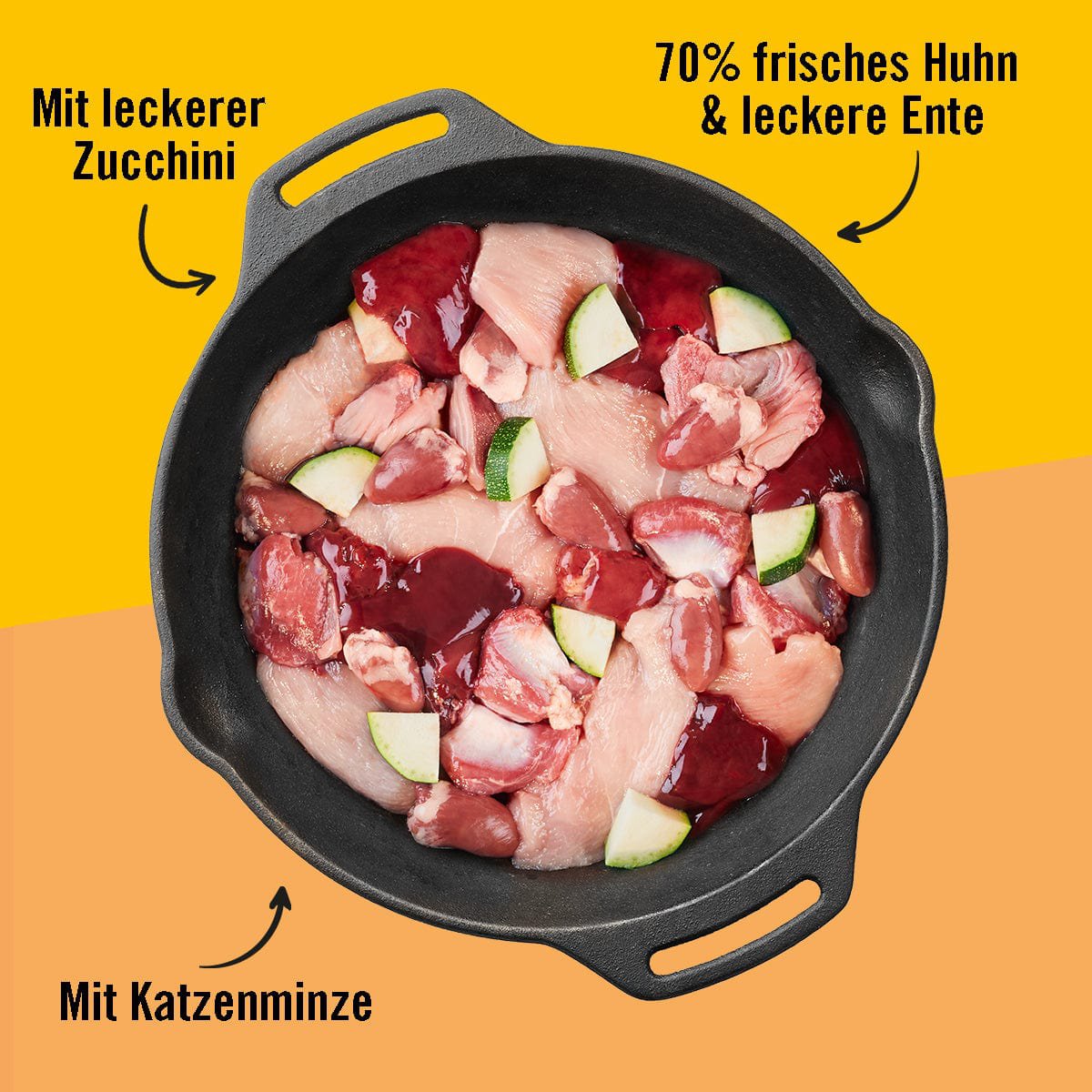 Dogs’n Tiger Adult Katzenfutter, Schabernack, Nassfutter, Getreidefrei, Huhn, Ente & Zucchini