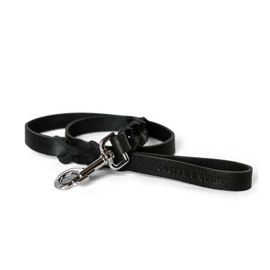 Gedrehte Hundeleine | Schwarz | Leder