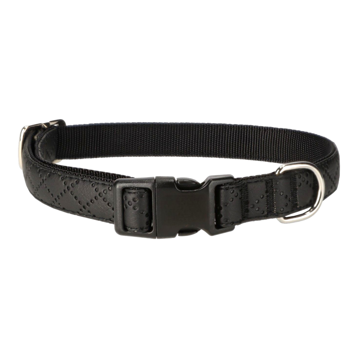 Halsband Schwarz Aus Nylon Längenverstellbar Im Rautendesign