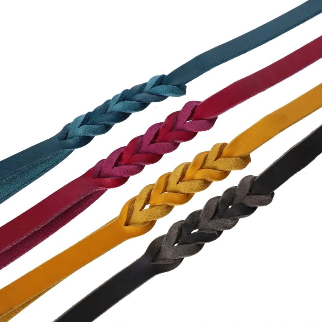 Hundeleine Soft Leder mit Handschlaufe und geflochtenen Element