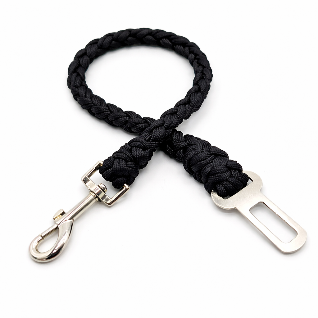 Hunde-Autosicherheitsgurt aus Paracord - handgefertigt in Deutschland [Schwarz] - HUNDUM SICHER©