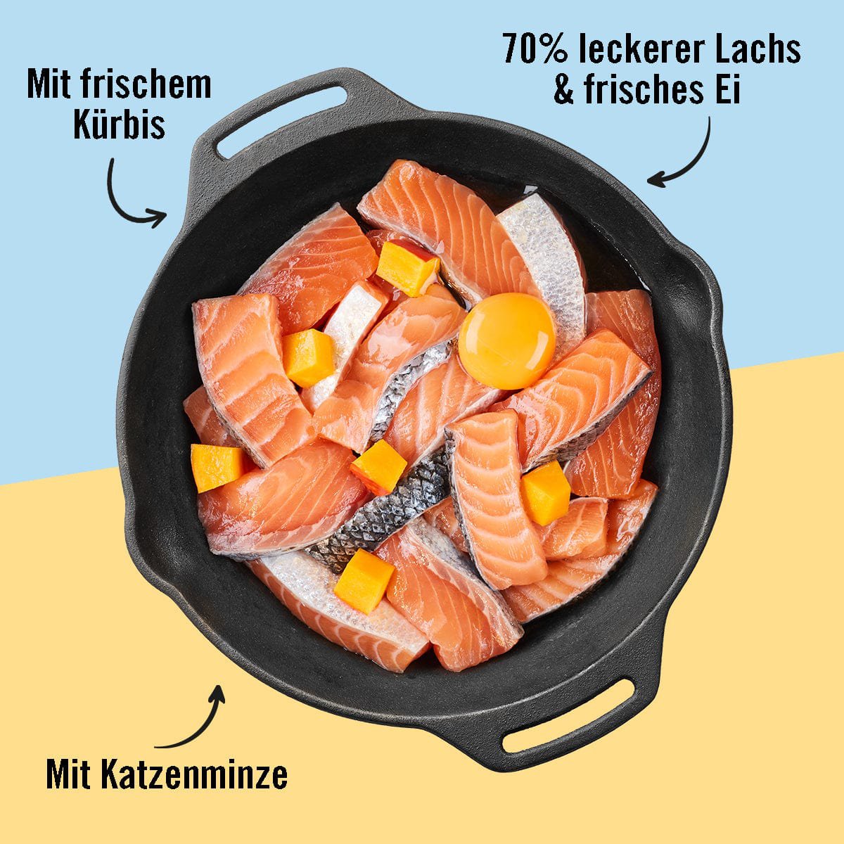 Dogs’n Tiger Adult Katzenfutter, Allerlei, Nassfutter für Katzen, Getreidefrei, Lachs mit Ei & Kürbis