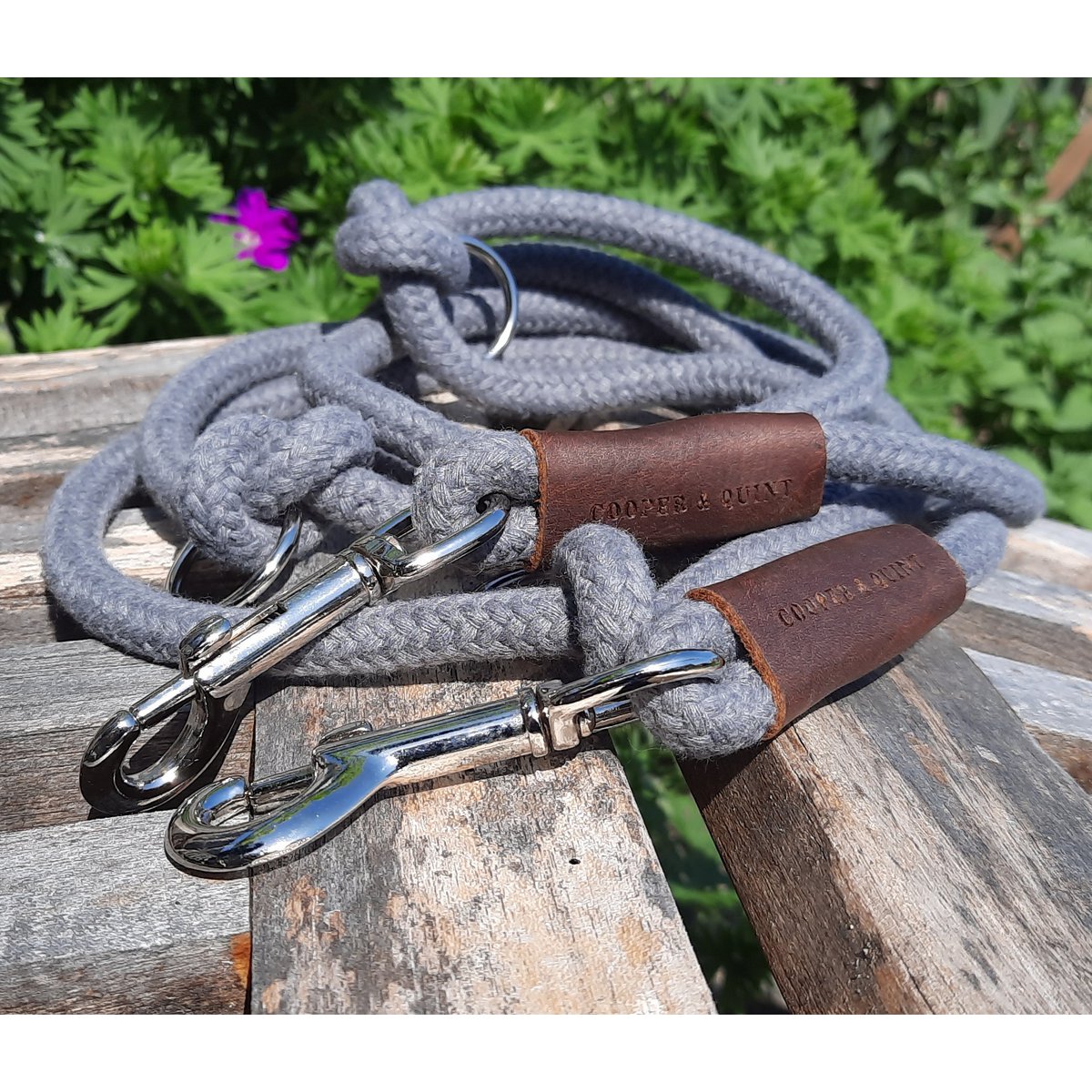 Just Cotton verstellbare Hundeleine | Seilleine | Grau