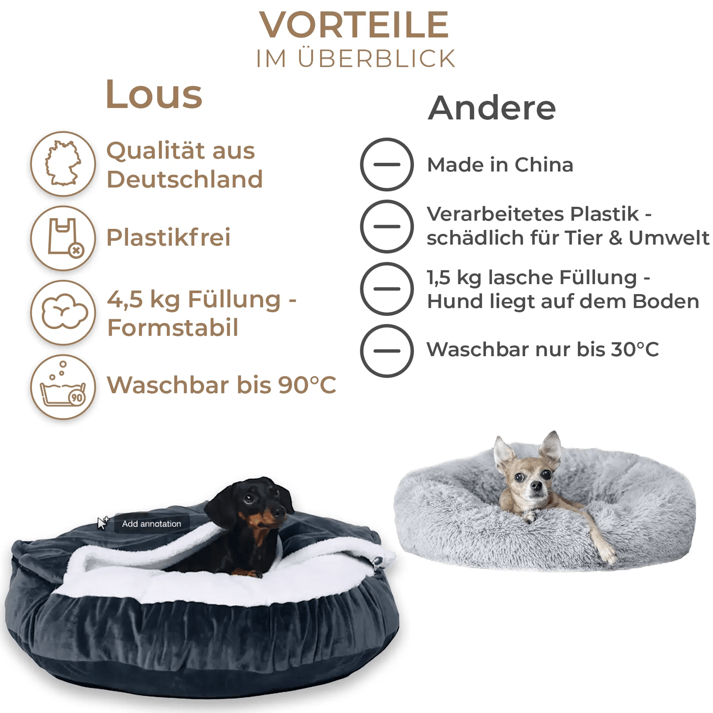 Kuscheliges Hundebett: Anti-Stress mit abnehmbarer Kuscheldecke