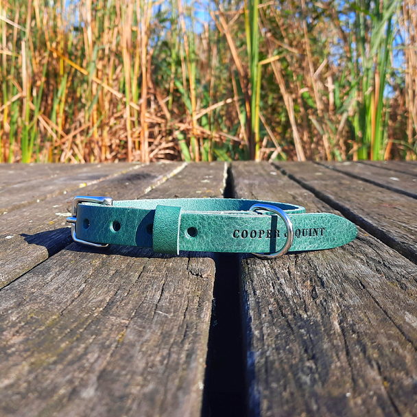 Klassisches, zeitloses Halsband aus Leder Grün