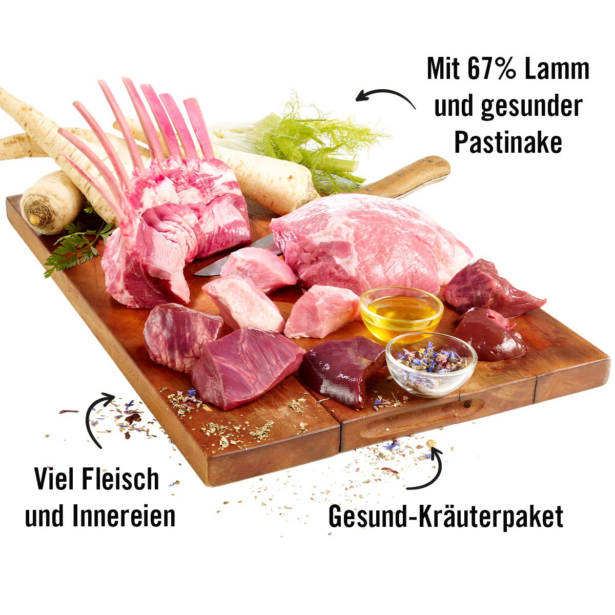 Dogs’n Tiger Adult Premium Hundefutter, Abendbrot, Nassfutter, Getreidefrei, Lamm, Pastinake & Gesund-Kräuterpaket