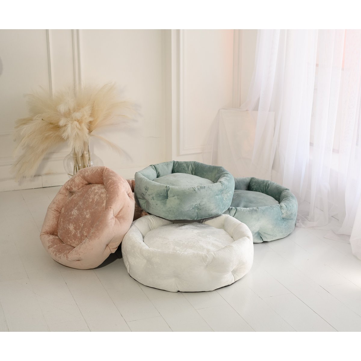 MARSHMALLOW Hundebett aus Samt mit Marmoreffekt