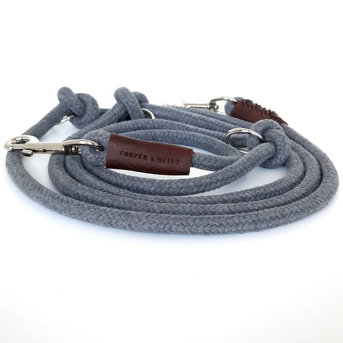 Just Cotton verstellbare Hundeleine | Seilleine | Grau