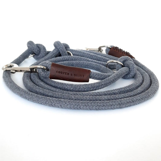 Just Cotton verstellbare Hundeleine | Seilleine | Grau