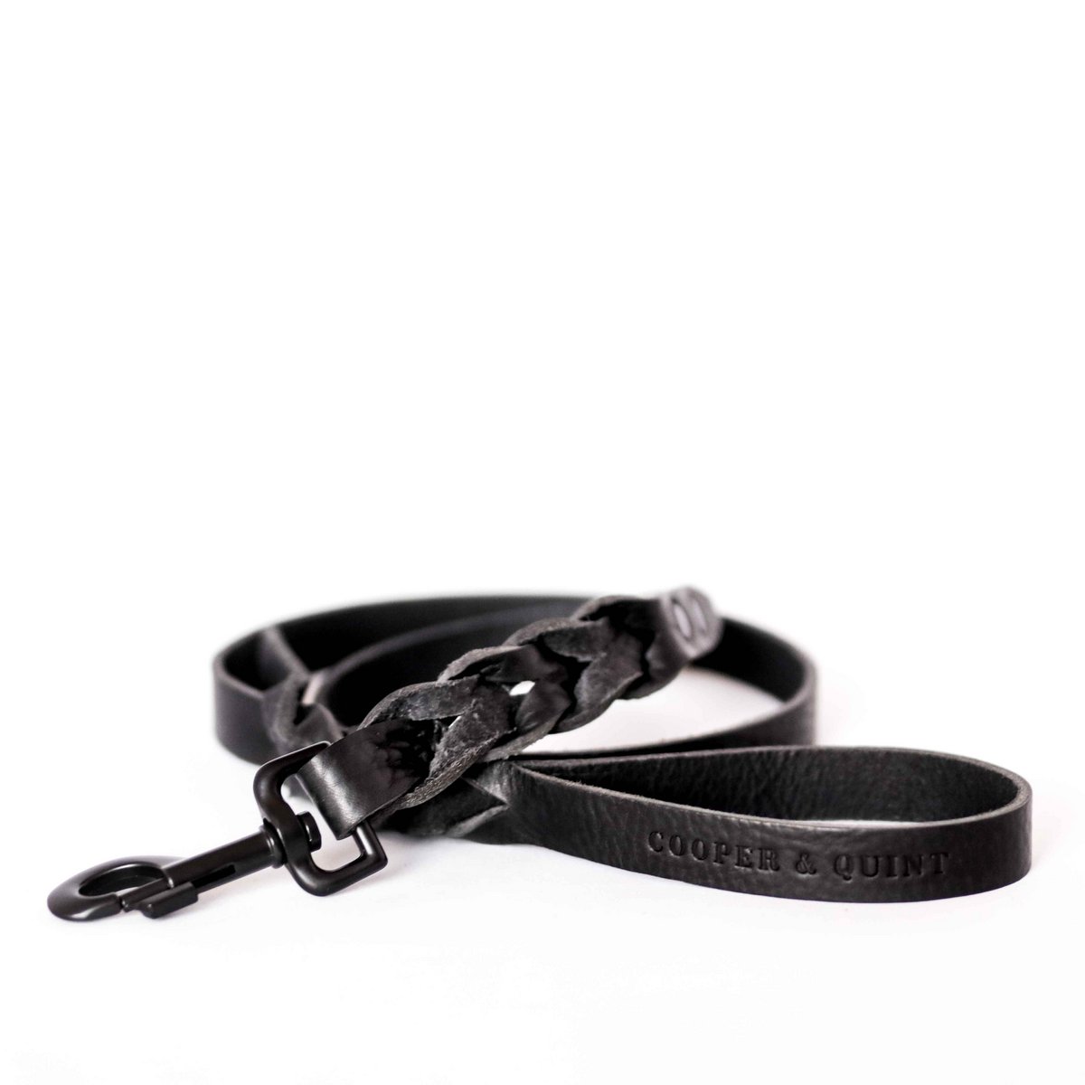 Gedrehte Hundeleine | Schwarz | Leder
