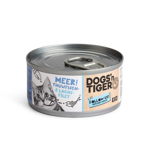 Dogs’n Tiger Adult Premium Katzenfutter, Meer, Nassfutter, Getreidefrei, Thunfisch & Lachs