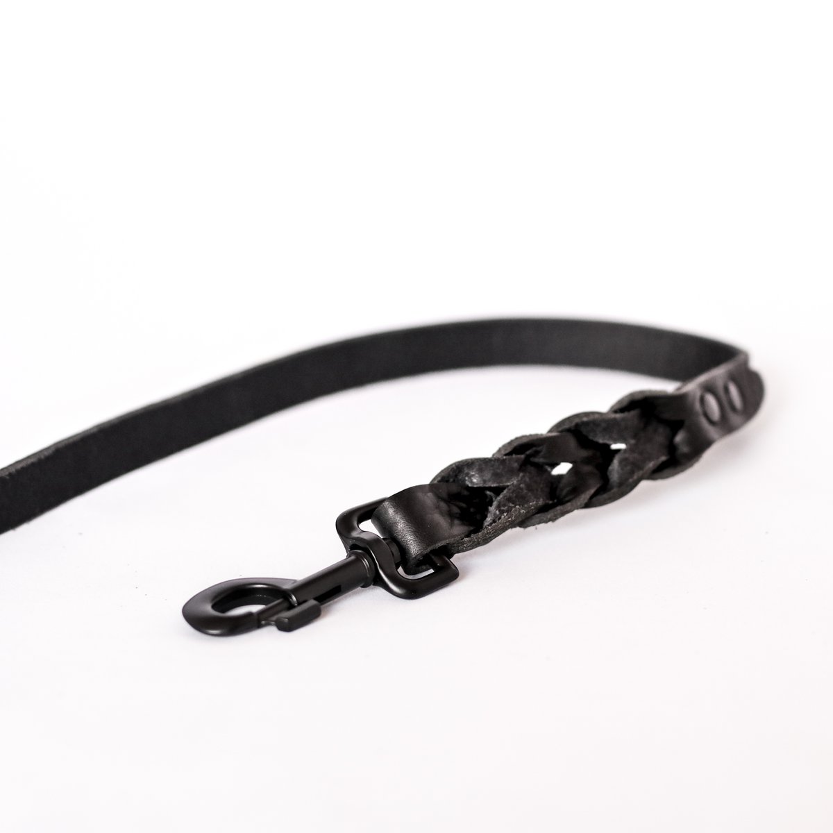 Gedrehte Hundeleine | Schwarz | Leder