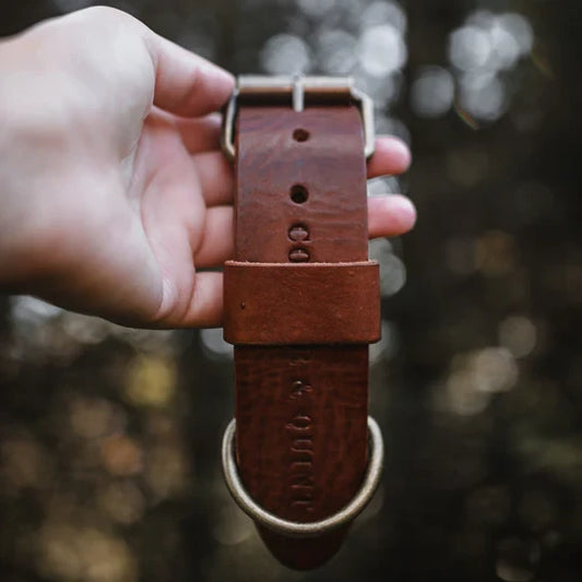 Breites Lederhalsband, Hundehalsband | Kräftiges Braun