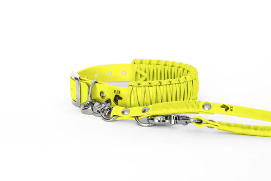 Biothane Paracord Halsband KISS ME NEONgelb