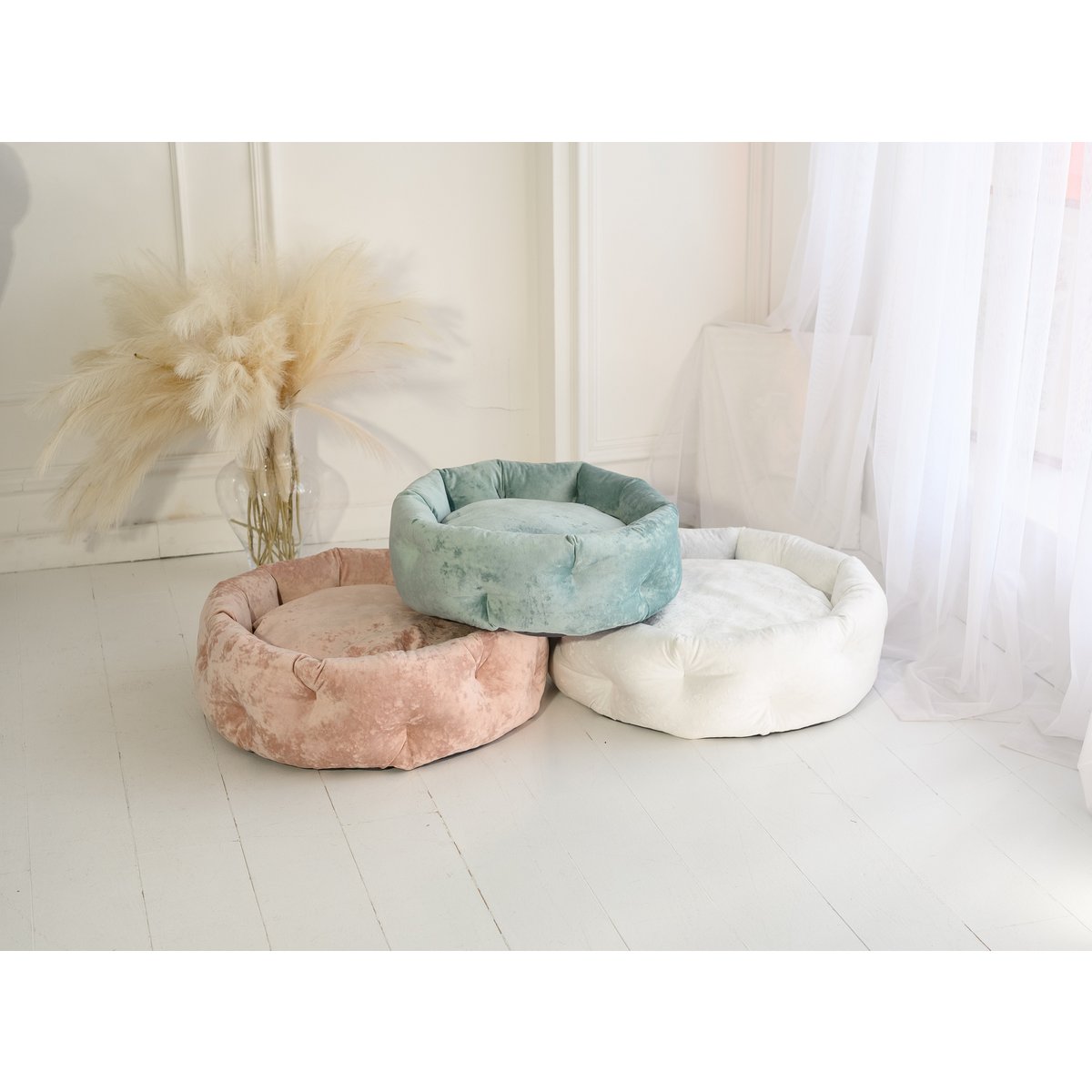 MARSHMALLOW Hundebett aus Samt mit Marmoreffekt