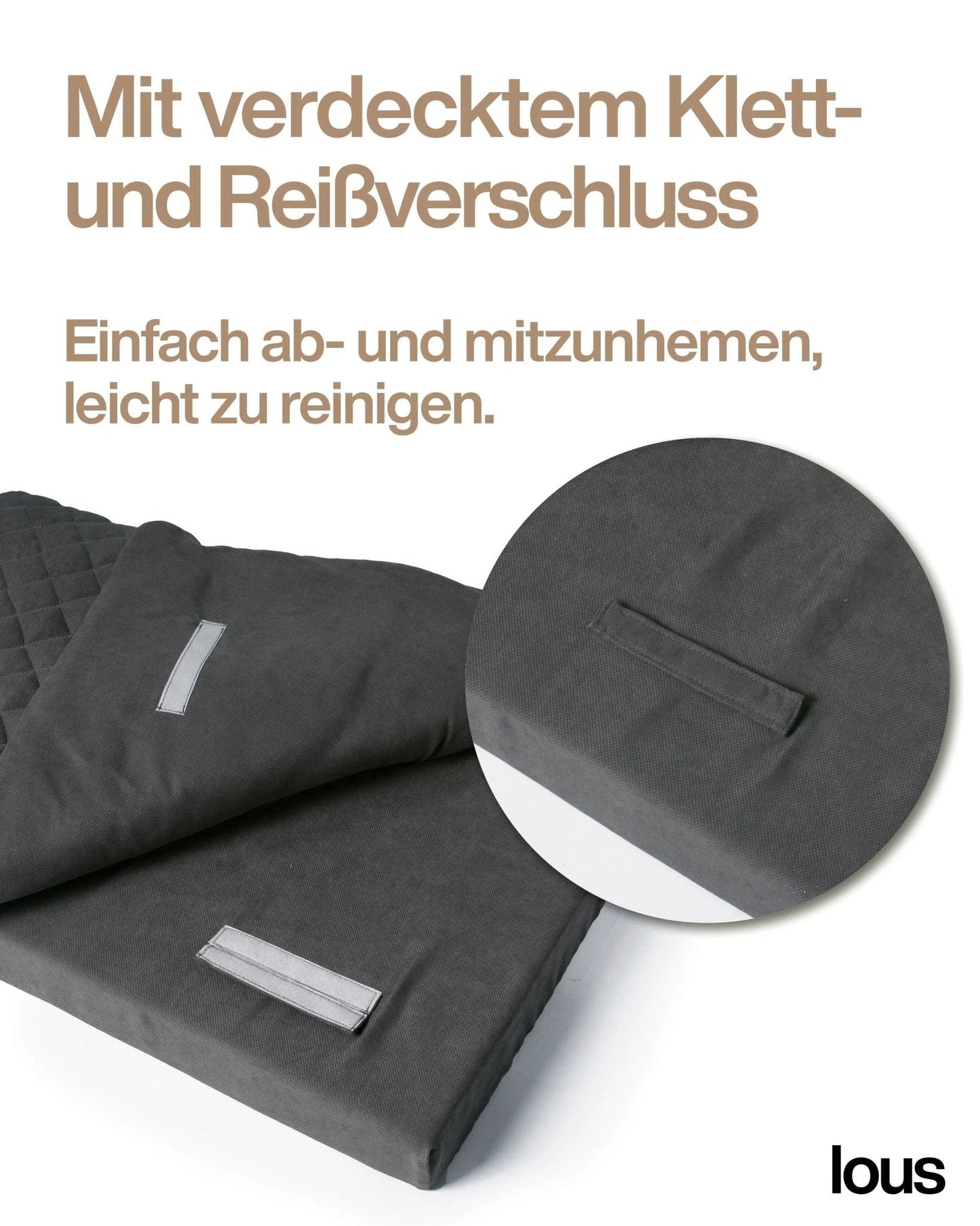 Lous 2 in 1 Hundebett mit abnehmbarem Topper für zu Hause und unterwegs.